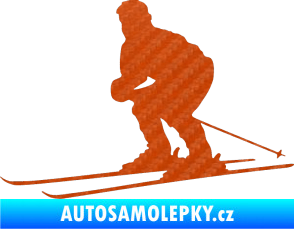 Samolepka Lyžař 009 levá 3D karbon oranžový