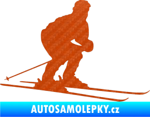 Samolepka Lyžař 009 pravá 3D karbon oranžový