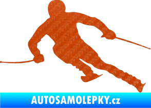 Samolepka Lyžař 012 levá 3D karbon oranžový