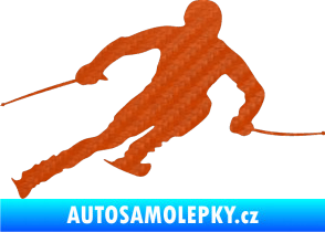 Samolepka Lyžař 012 pravá 3D karbon oranžový