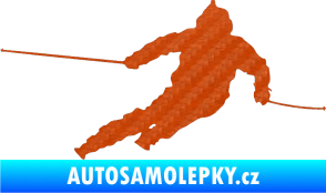 Samolepka Lyžař 015 pravá 3D karbon oranžový