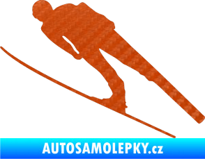 Samolepka Lyžař 016 levá 3D karbon oranžový