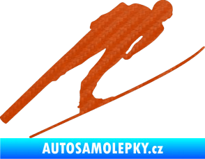 Samolepka Lyžař 016 pravá 3D karbon oranžový