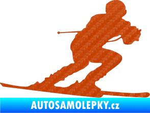 Samolepka Lyžař 017 pravá 3D karbon oranžový