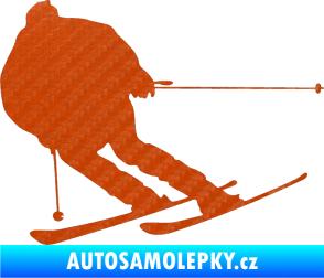 Samolepka Lyžař 019 levá 3D karbon oranžový