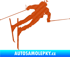 Samolepka Lyžař 020 pravá 3D karbon oranžový