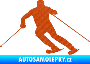 Samolepka Lyžař 021 levá 3D karbon oranžový