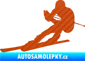 Samolepka Lyžař 022 levá 3D karbon oranžový