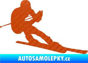 Samolepka Lyžař 022 pravá 3D karbon oranžový
