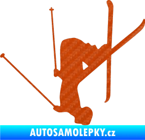 Samolepka Lyžař 023 levá 3D karbon oranžový
