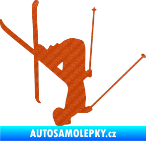 Samolepka Lyžař 023 pravá 3D karbon oranžový
