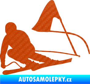Samolepka Lyžař 025 levá 3D karbon oranžový