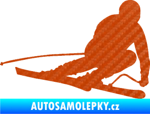 Samolepka Lyžař 026 pravá 3D karbon oranžový