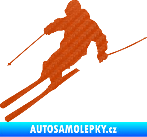 Samolepka Lyžař 027 levá 3D karbon oranžový