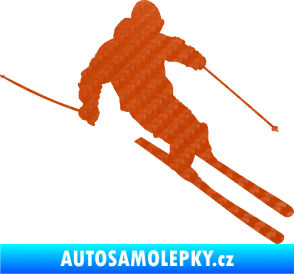 Samolepka Lyžař 027 pravá 3D karbon oranžový