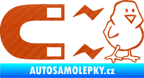 Samolepka Magnet na ptáky pravá 3D karbon oranžový
