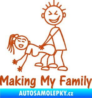 Samolepka Making my family levá 3D karbon oranžový