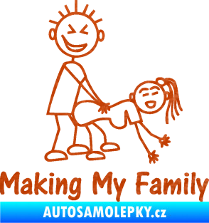 Samolepka Making my family pravá 3D karbon oranžový