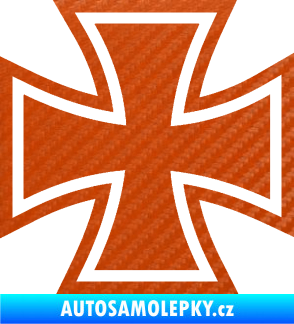 Samolepka Maltézský kříž 001 3D karbon oranžový
