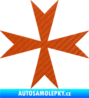 Samolepka Maltézský kříž 002 3D karbon oranžový