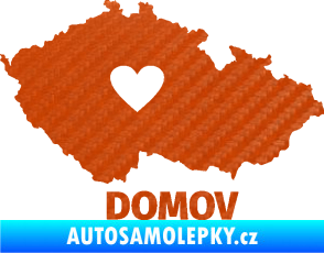 Samolepka Mapa České republiky 003 domov 3D karbon oranžový
