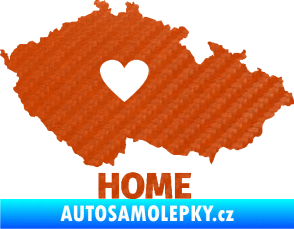 Samolepka Mapa České republiky 004 home 3D karbon oranžový