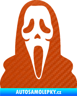 Samolepka Maska 001 scream 3D karbon oranžový