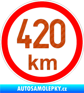 Samolepka Maximální rychlost 420km - nejvyšší konstrukční rychlost 3D karbon oranžový