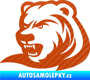Samolepka Medvěd 001 levá 3D karbon oranžový