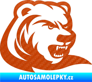 Samolepka Medvěd 001 pravá 3D karbon oranžový
