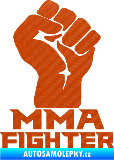 Samolepka MMA Fighter 001 pravá pěst 3D karbon oranžový
