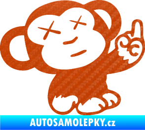 Samolepka Monkey Fuck Off JDM pravá 3D karbon oranžový