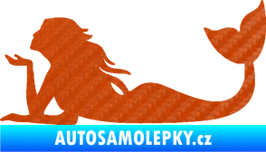 Samolepka Mořská panna 004 levá 3D karbon oranžový