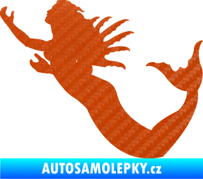 Samolepka Mořská panna levá siréna 3D karbon oranžový