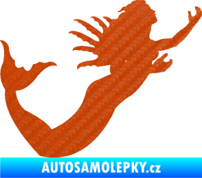 Samolepka Mořská panna pravá siréna 3D karbon oranžový
