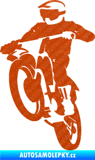 Samolepka Motokros 001 levá 3D karbon oranžový