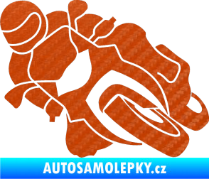 Samolepka Motorka 001 levá silniční motorky 3D karbon oranžový