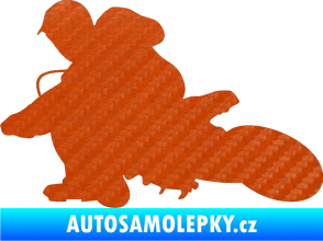 Samolepka Motorka 005 levá motokros 3D karbon oranžový