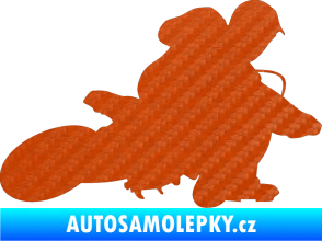 Samolepka Motorka 005 pravá motokros 3D karbon oranžový
