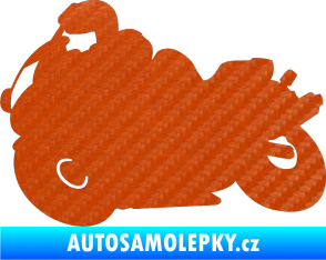 Samolepka Motorka 006 levá silniční motorky 3D karbon oranžový