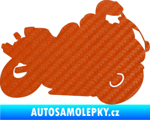 Samolepka Motorka 006 pravá silniční motorky 3D karbon oranžový