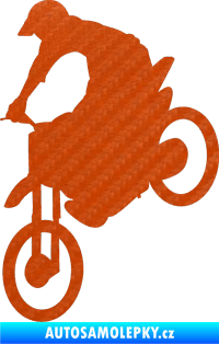 Samolepka Motorka 016 levá motokros 3D karbon oranžový