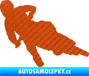 Samolepka Motorka 023 pravá motokros 3D karbon oranžový