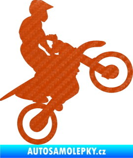 Samolepka Motorka 024 pravá motokros 3D karbon oranžový