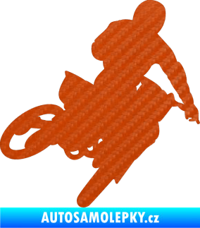 Samolepka Motorka 025 pravá motokros 3D karbon oranžový