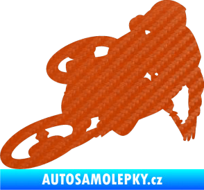 Samolepka Motorka 026 levá motokros freestyle 3D karbon oranžový