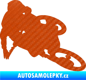 Samolepka Motorka 026 pravá motokros freestyle 3D karbon oranžový