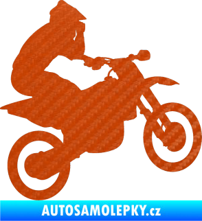 Samolepka Motorka 027 pravá motokros 3D karbon oranžový