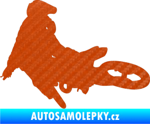 Samolepka Motorka 028 levá motokros 3D karbon oranžový
