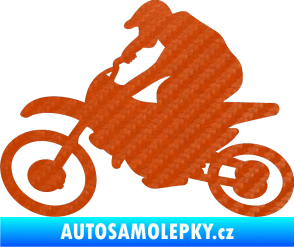 Samolepka Motorka 031 levá motokros 3D karbon oranžový